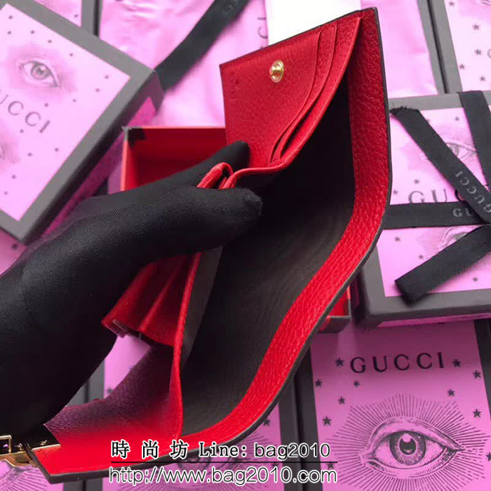 GUCCI古馳 歐洲正品原單 padlock系列 最新款短皮夾 453155 大紅摔紋全皮 WTG1192
